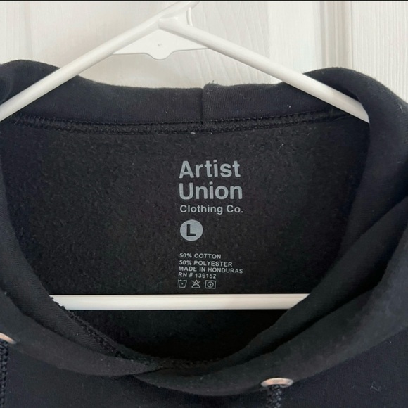 Artist Union - Black Hoodie with Red Rose Design - Picture 4 of 5